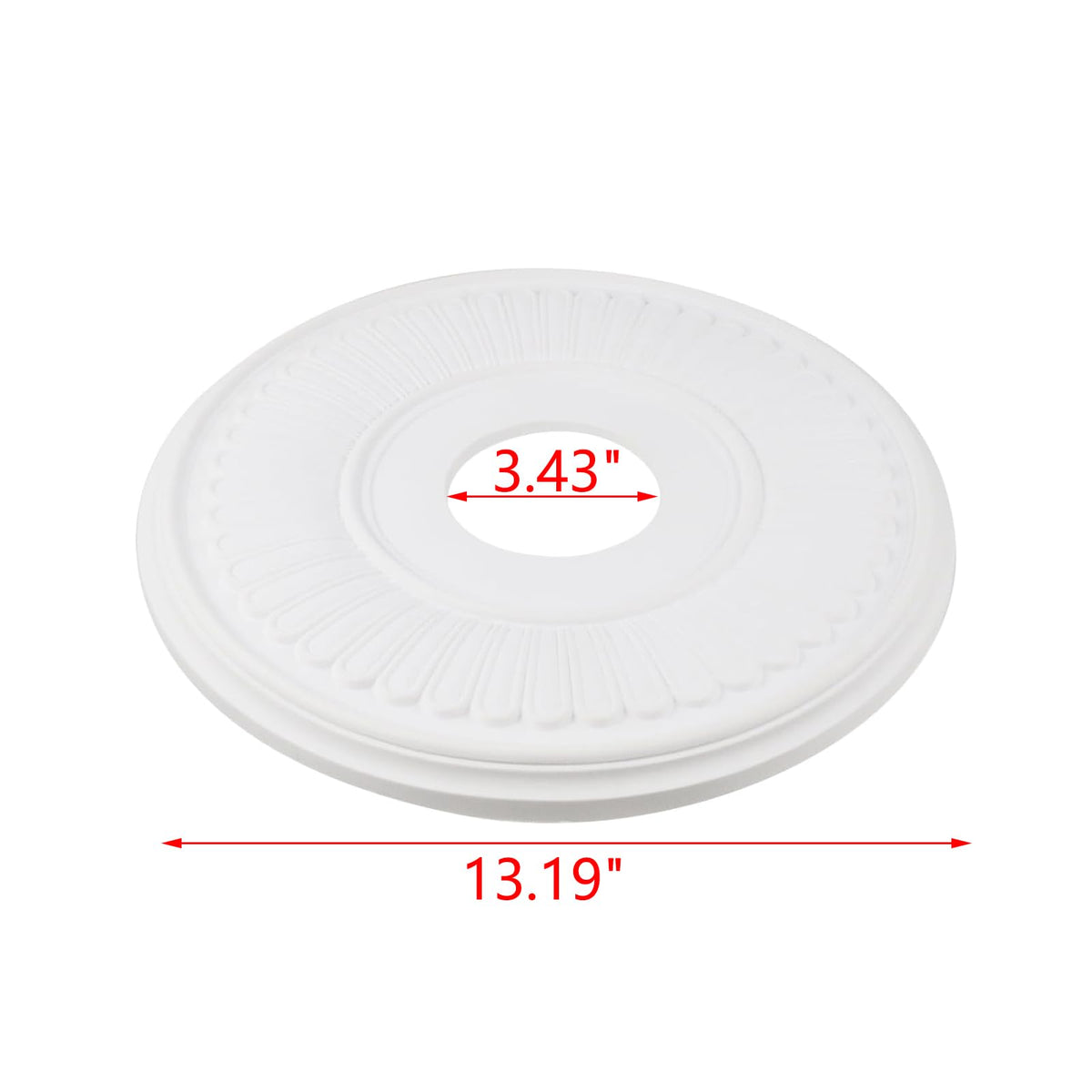 White PU Ceiling Medallion, 13 1/5" OD x 3 3/7" ID