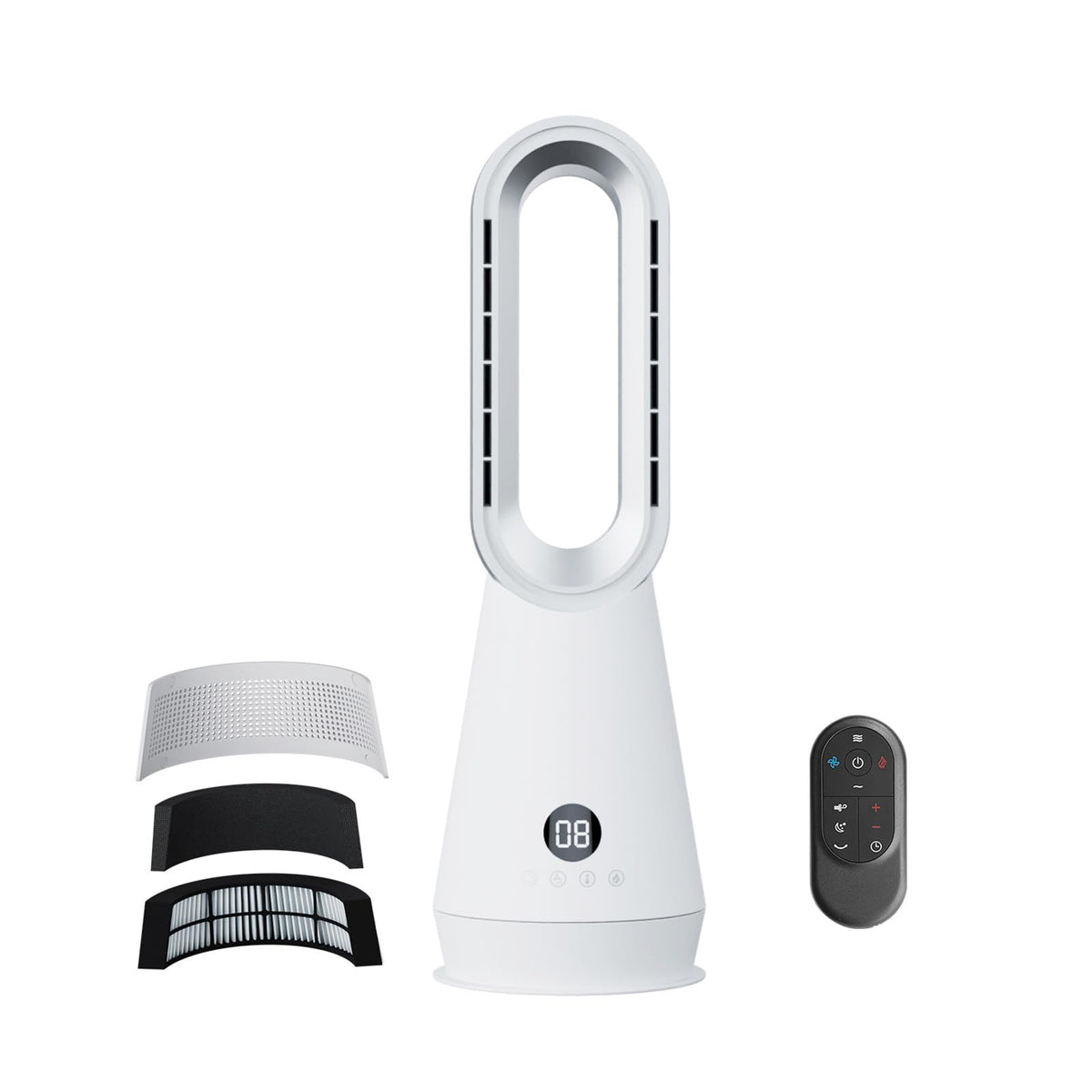 3-in-1 Bladeless Fan Combo, 22" Bladeless Tower Fan with Air Purifier, 90° Oscillating Fast Heating & Cooling, Remote