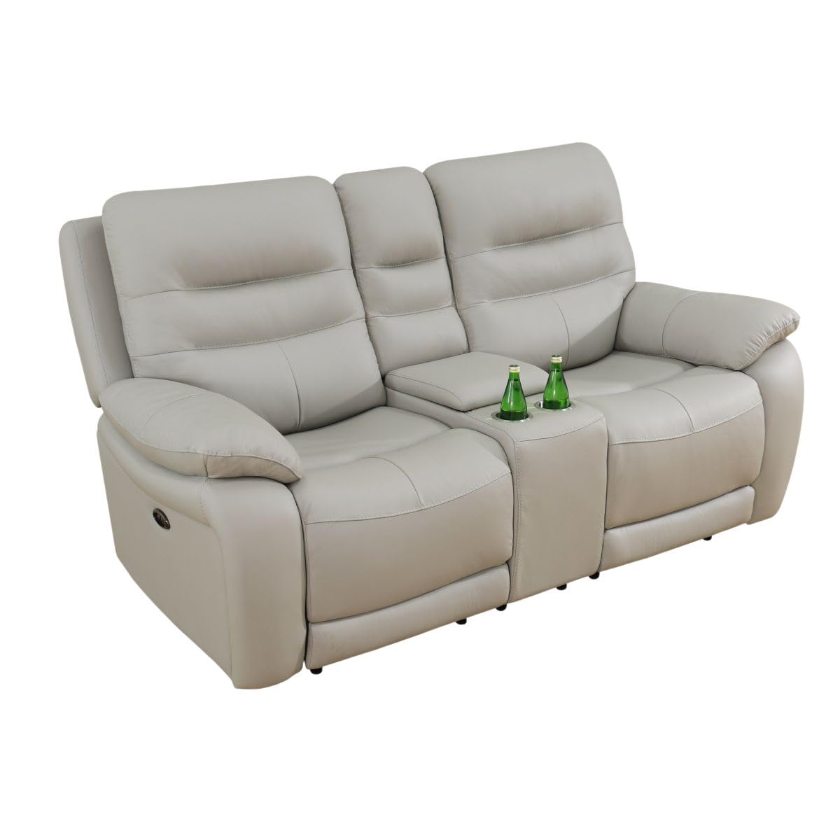 Electric Power Recliner Loveseat Genuine Breathing Leather Recliner Couch 2-Seater, Comfy Wide Lazy Top Grain Leather
