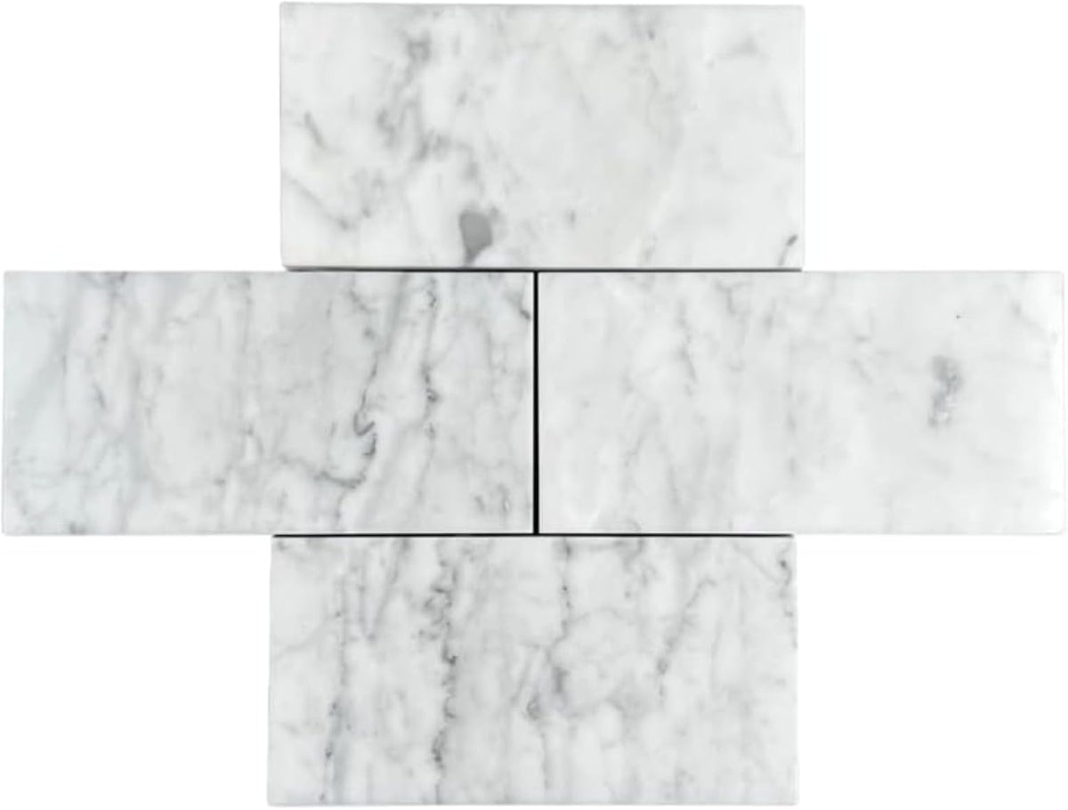 Classic Carrara Glossy 3x6 Marble Subway Wall Tile Shower Walls Kitchen Backsplash Durable Case Coverage 9.68 Sq Ft
