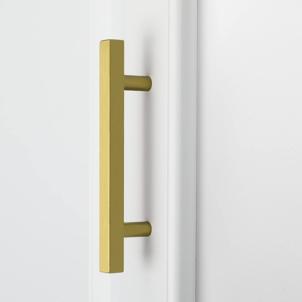 10 Pack 5 Inch Gold Cabinet Handles Brushed Brass Kitchen Pulls