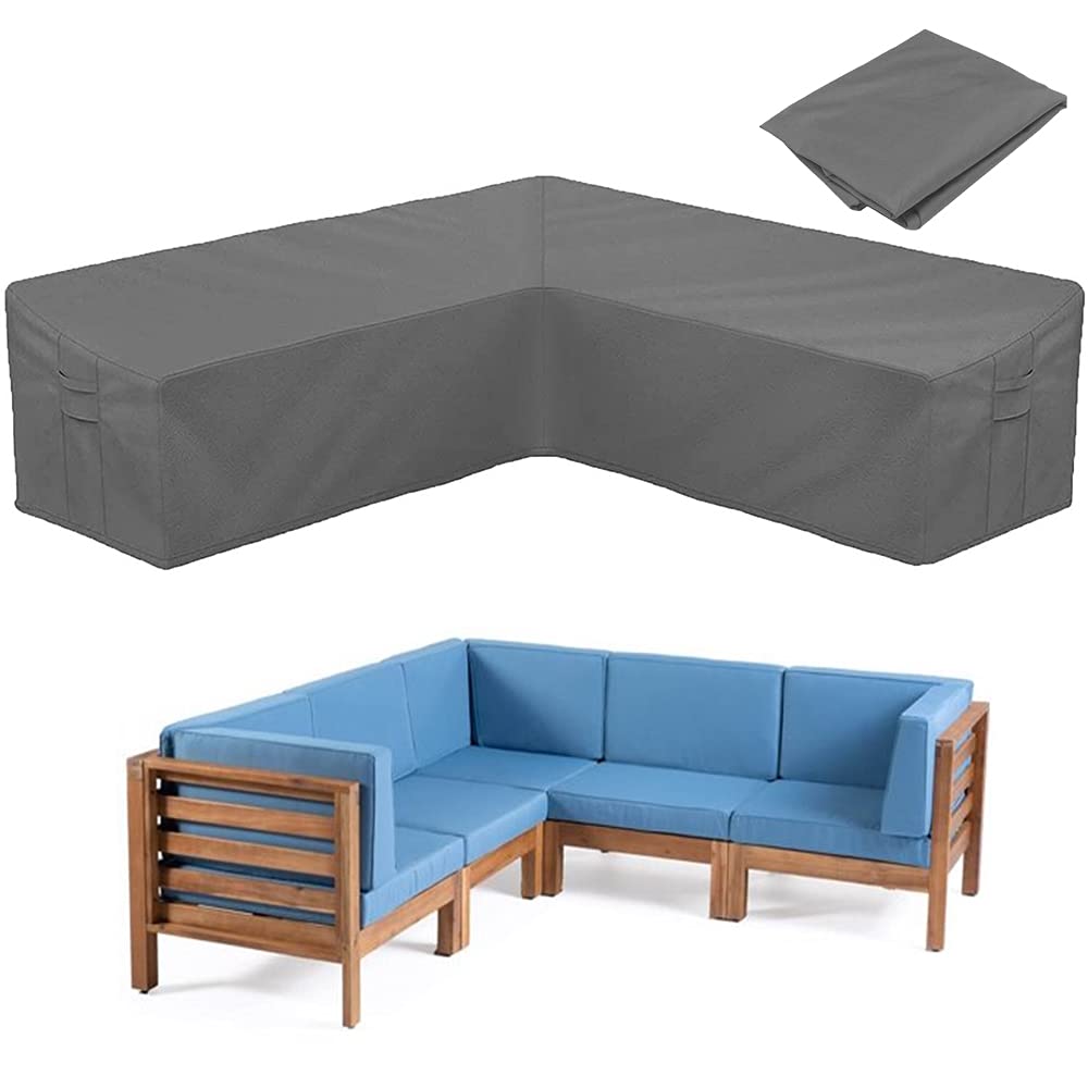 Patio Sofa Cover V-Shaped Sectional Furniture Cover Heavy Duty Outdoor Furniture Set Covers Waterproof Lawn Garden