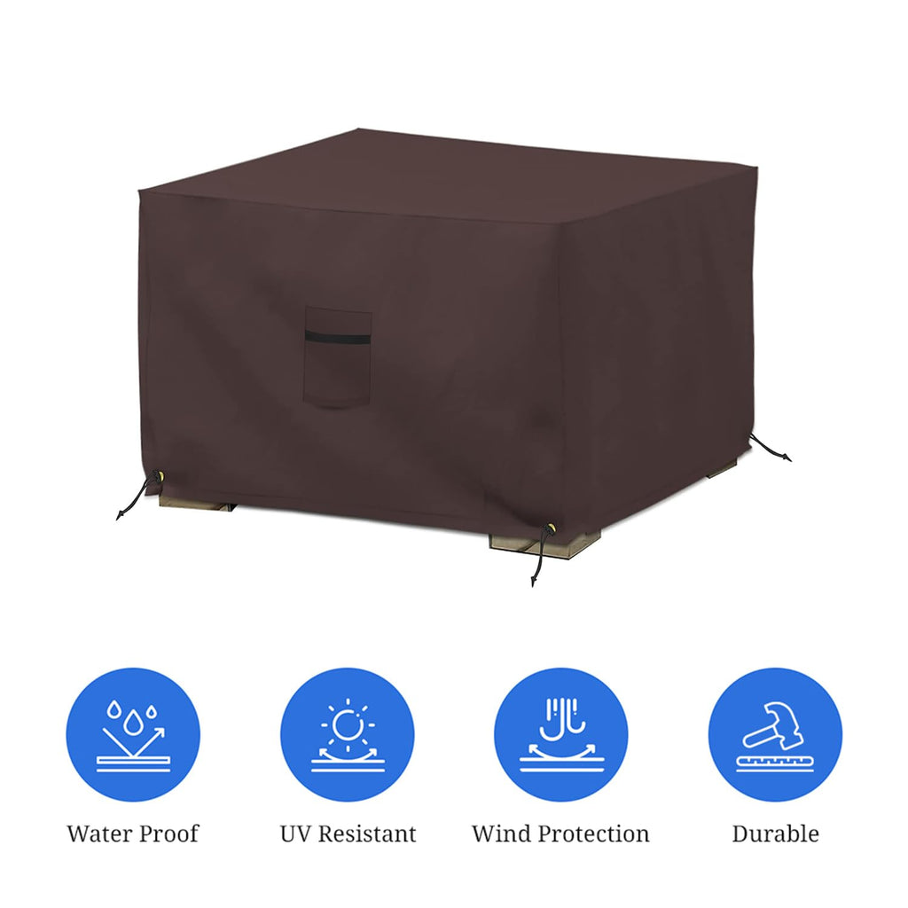 Square Ottoman Cover, Heavy Duty 18 Oz Waterproof UV & Weather Resistant Patio Garden Furniture Stool Protector