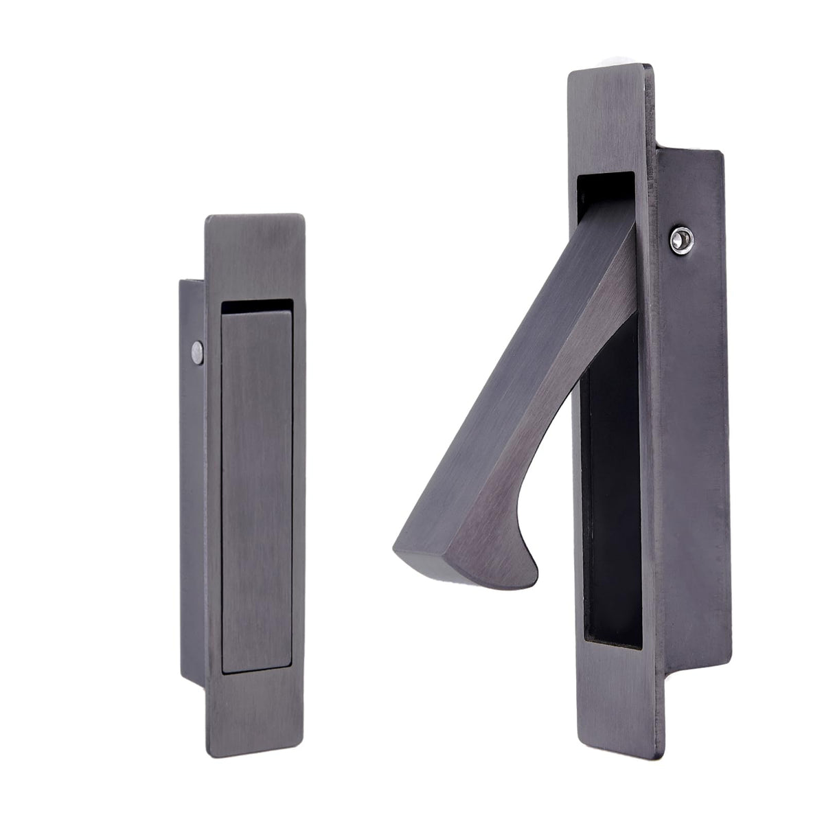 Pocket Door Handles Edge Pull,Flush Finger Hardware,Gun Grey,2