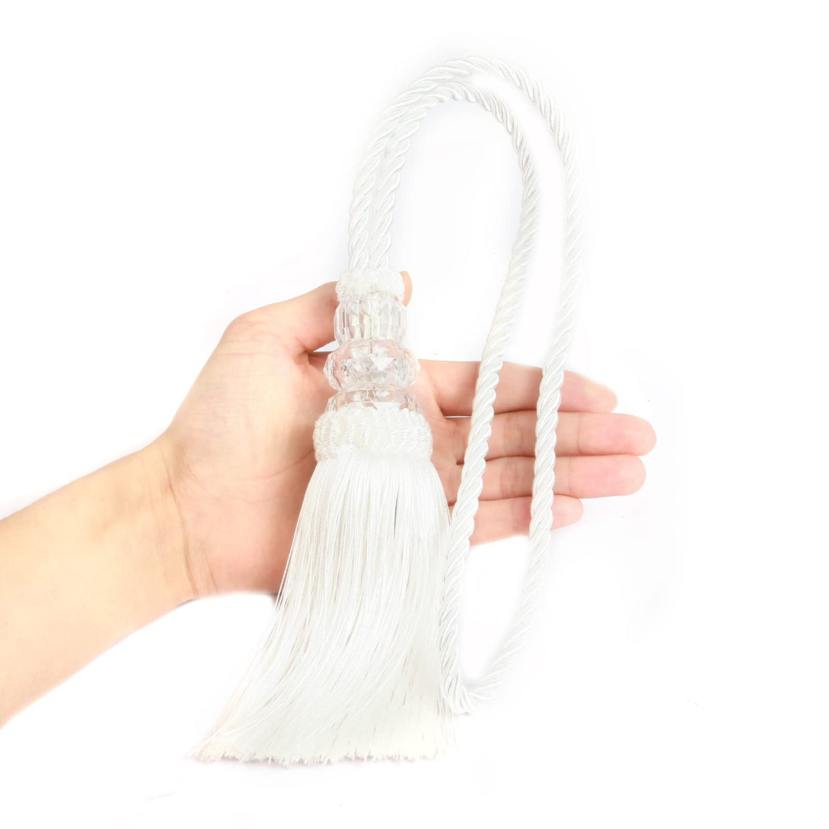 Curtain Tiebacks with Tassel, White - 4 Pack