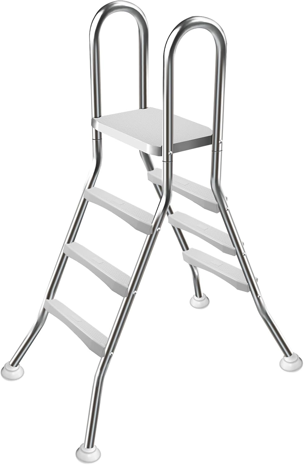 Above Ground Pool Ladder,42" Heavy Duty Luxury Pool Ladder with Platform,3-Steps Swimming Pool Ladder,304 Stainless