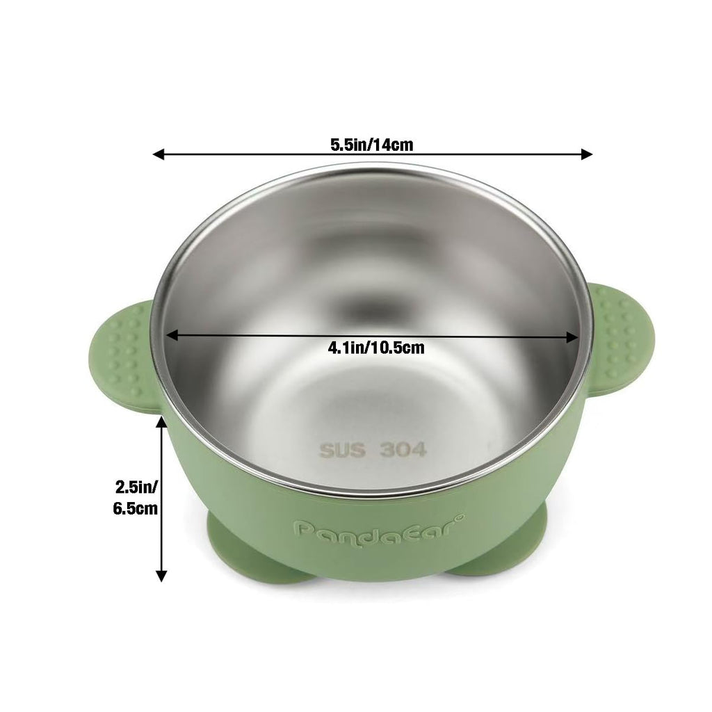 3 Pack Stainless Steel Baby Suction Bowls, Non-Slip Child Food Bowl with Silicone Sleeve for Kids Toddlers Infants
