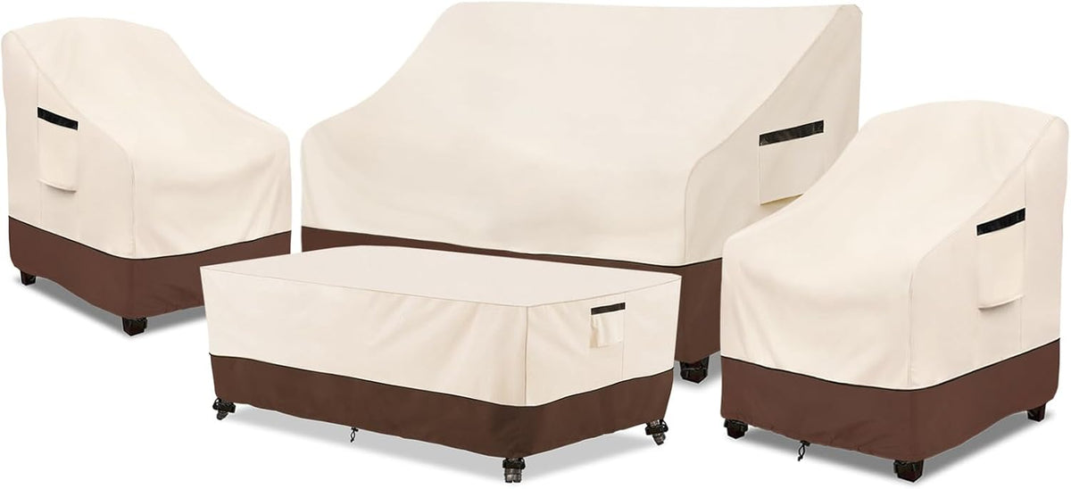 Outdoor Furniture Set Cover, 4 Pcs 600D Heavy Duty 100% Waterproof Patio Furniture Covers,Fit Patio Loveseat,2 Chair - Set of 4