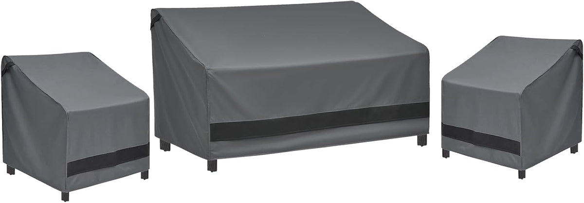 3-Piece Patio Furniture Chair Covers Set, Outdoor 600D Heavy-Duty Waterproof, Fits 3 Seater Sofa 79"x35"x33"& 2