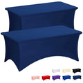 2 Pack 8FT Navy Blue Tablecloth Rectangle Spandex Table Cover