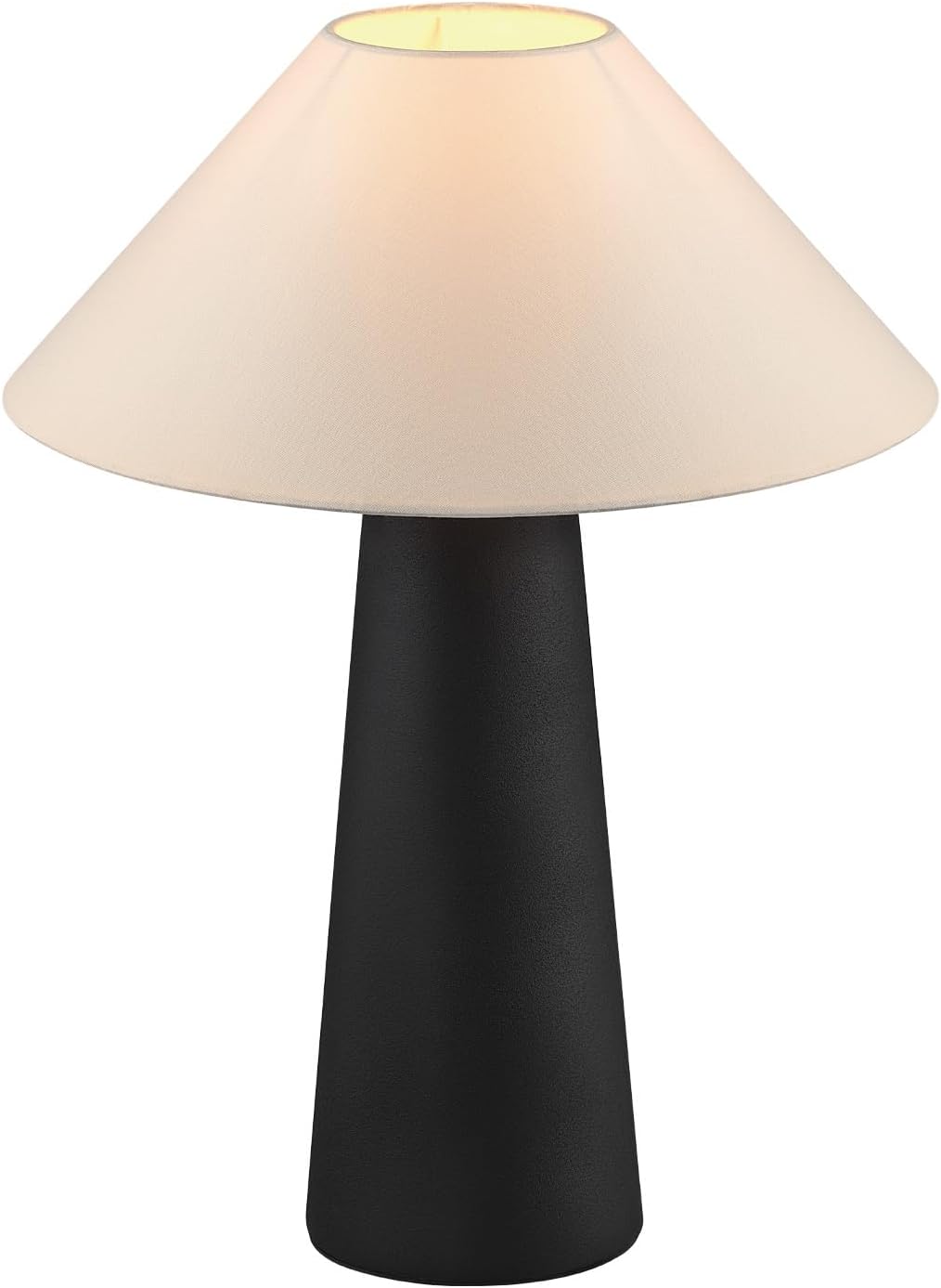 Novogratz x 18" Ceramic Table Lamp, Matte Black, Off-White Tapered Fabric Shade, in-Line Rocker Switch