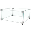 Glass Wind Guard, 15 x 15 x 6.5 inch Clear Tempered Wind Guard for Gas Firepit, Thick Square Glass Shield with