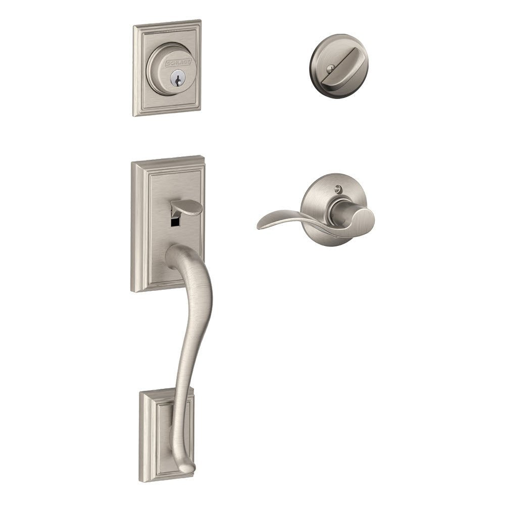 Addison Single Cylinder Handleset and Right Hand Accent Lever, Satin Nickel (F60 ADD 619 Acc RH)