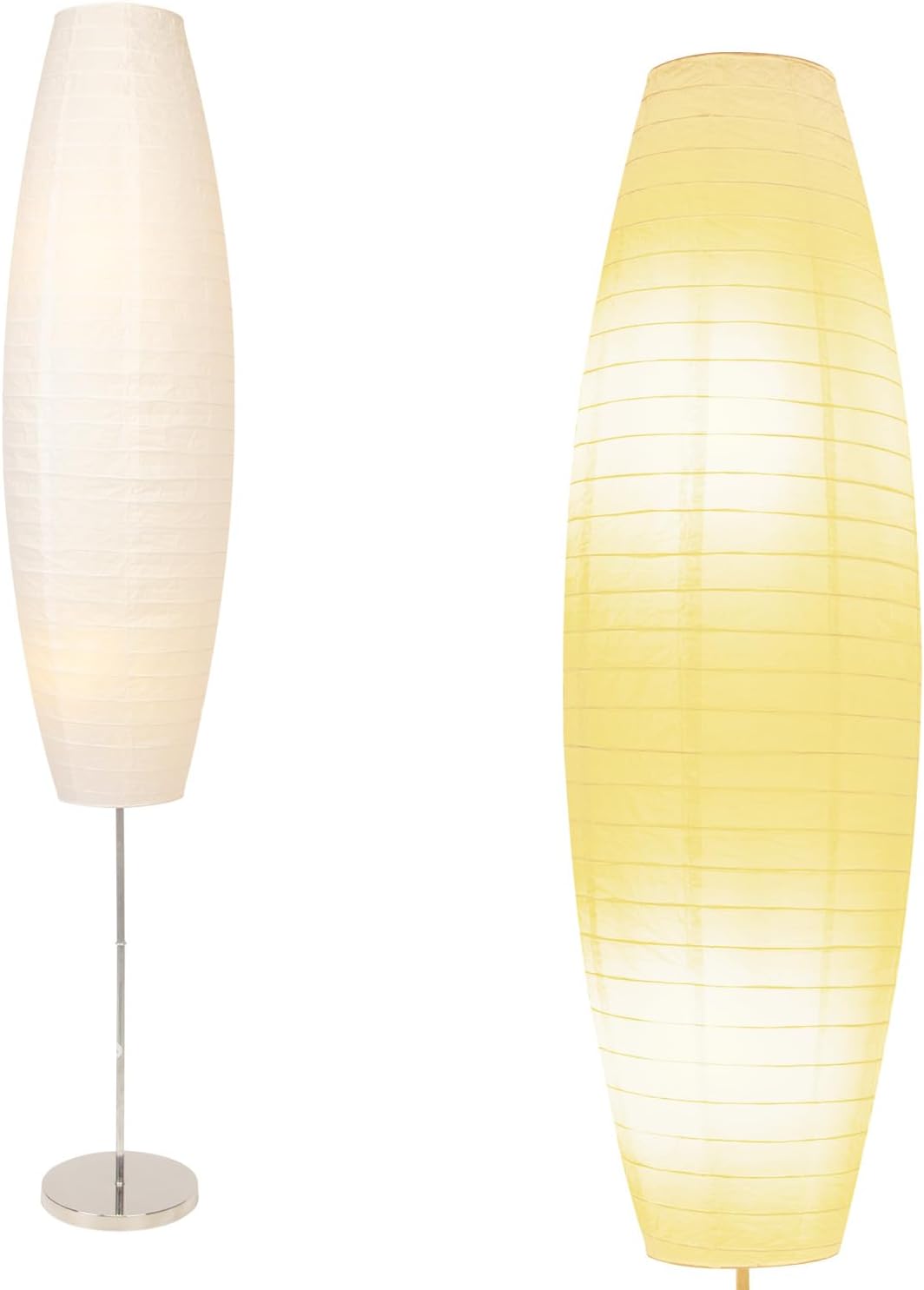 Beige Oval Rice Paper Floor Lamp, Japanese-Style Soft Glow Lamp