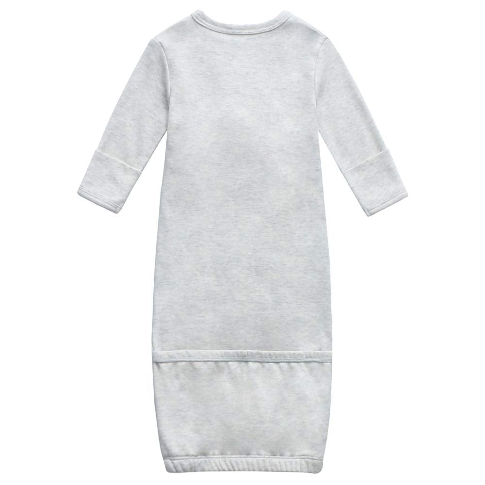 Baby Organic Cotton Kimono Gown with Mitten Cuffs and Fold-Over Pouch, Unisex Long Sleeve Infant Sleeper Sleeping