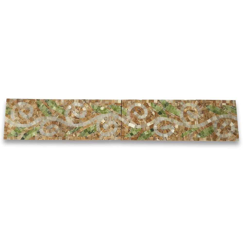 Garden Onyx 4.7x13.4 Marble Mosaic Border Listello Tile Polished Kitchen Bath Wall Floor Backsplash Shower (1 piece)