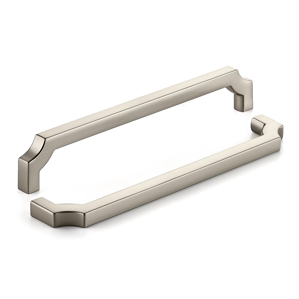 2 Pack Brushed Nickel Cabinet Handles, 6-1/4" Solid Kitchen Drawer Pulls