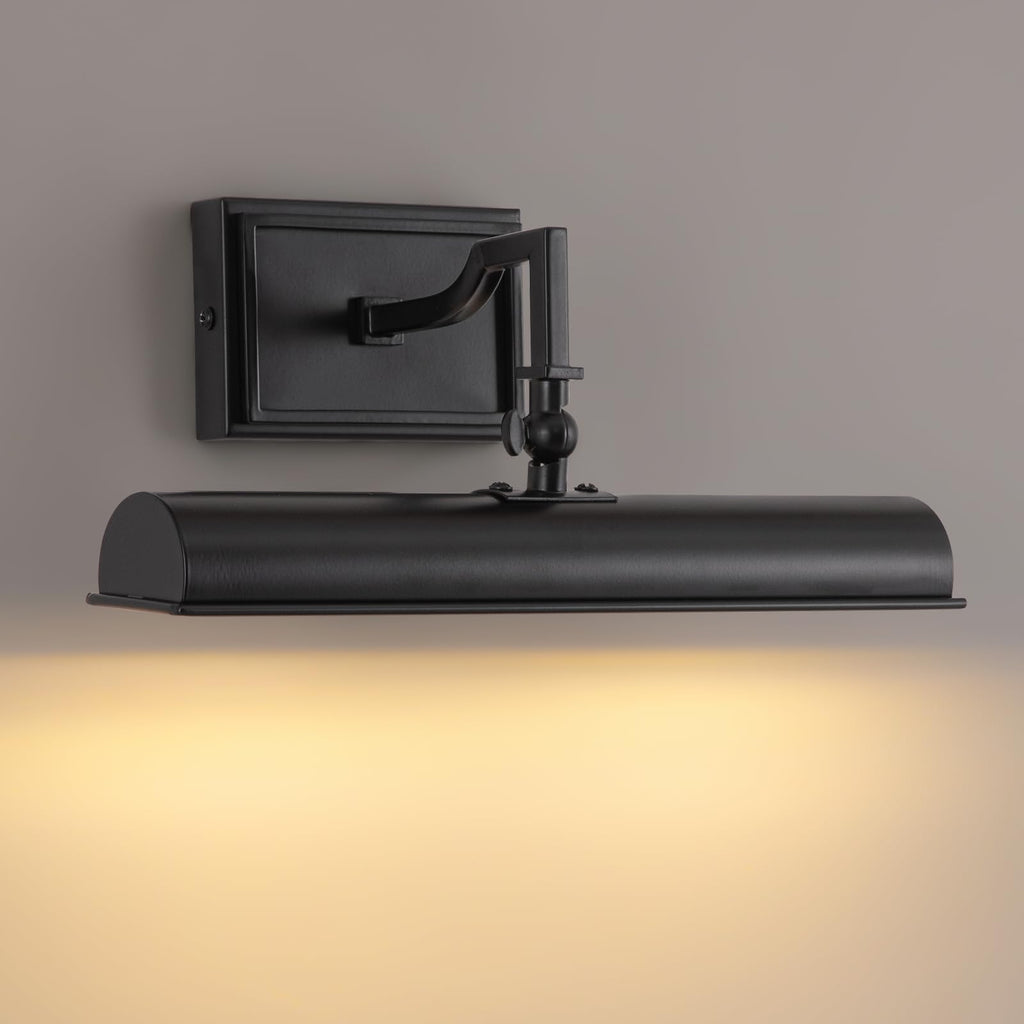 Picture Light for Wall, 12 Inch Black Wall Light Hardwired, 270° Rotatable, E12 Base, 2-Light Picture Frame Lights