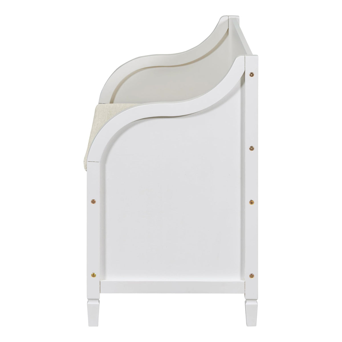 42" Rustic Storage Bench Entryway Bench Shoe Cabinet Ottoman (White)