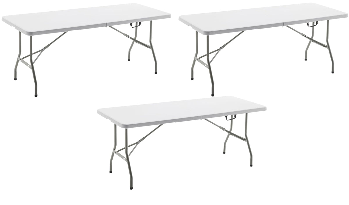Fold-in-Half Folding Table 6 Feet 72"x 29.5" Lightweight Portable Carrying Handle Indoor Outdoor Picnic Camping