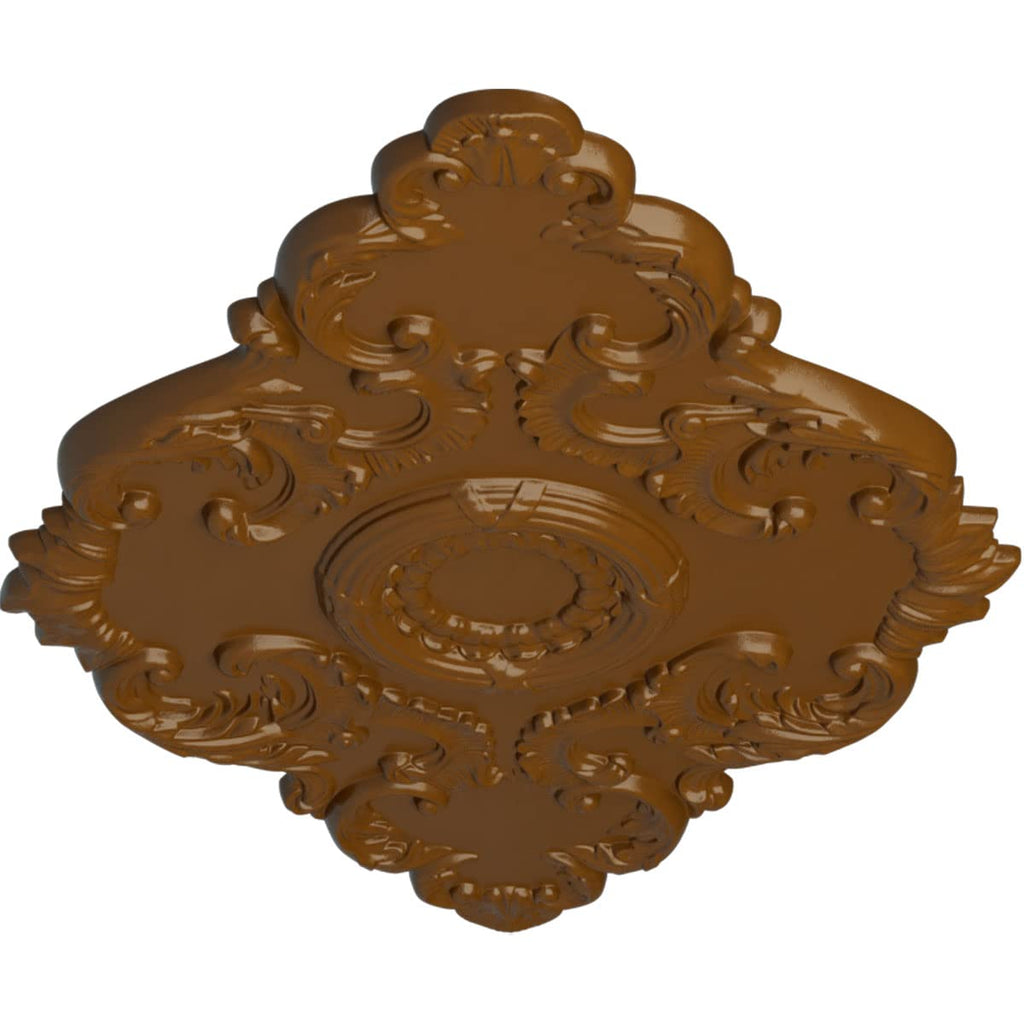 Hand-Painted Smokey Topaz 37" W x 26" H x 1 3/8" P Piedmont Ceiling Medallion