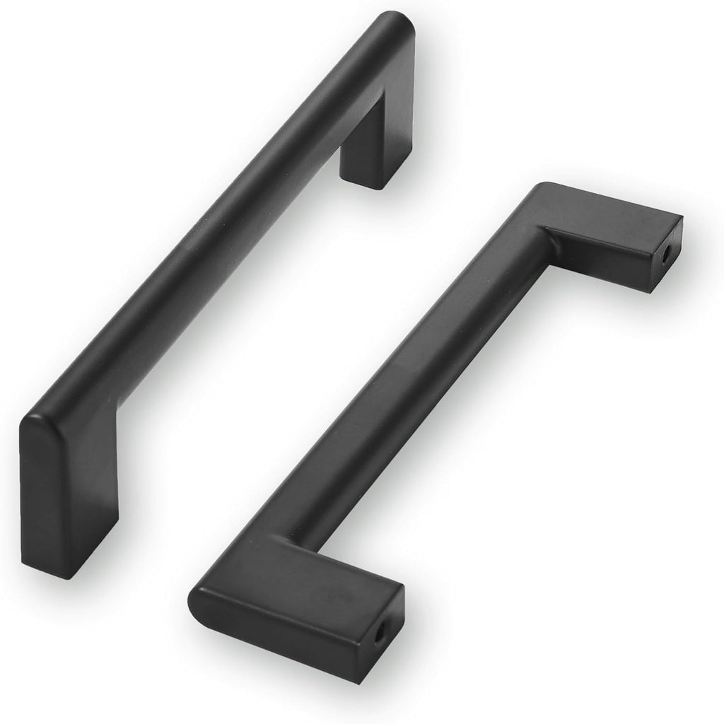 3-1/2 Inch Hole Center 10-Pack,Matte Black Heavy Duty Soild Cabinet Pulls,Kitchen Drawer Handle, Hardware , Drawer