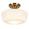 Schoolhouse Style Semi Flush Mount Ceiling Light Fixture, 12" Modern Gold Hallway Ceiling Lamp with Opal Milk Glass