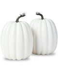 2 Pack 8 Inch Large White Artificial Pumpkins for Fall Decor