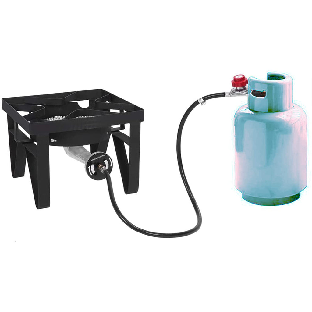 10FT 20PSI Adjustable Propane Regulator Hose with Brass Orifice and Air Mixer Kit 150, 000 BTU For Fire Pit