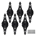 8" Heavy Duty Gate Hinges, 6 Pack Strap Hinges, Black