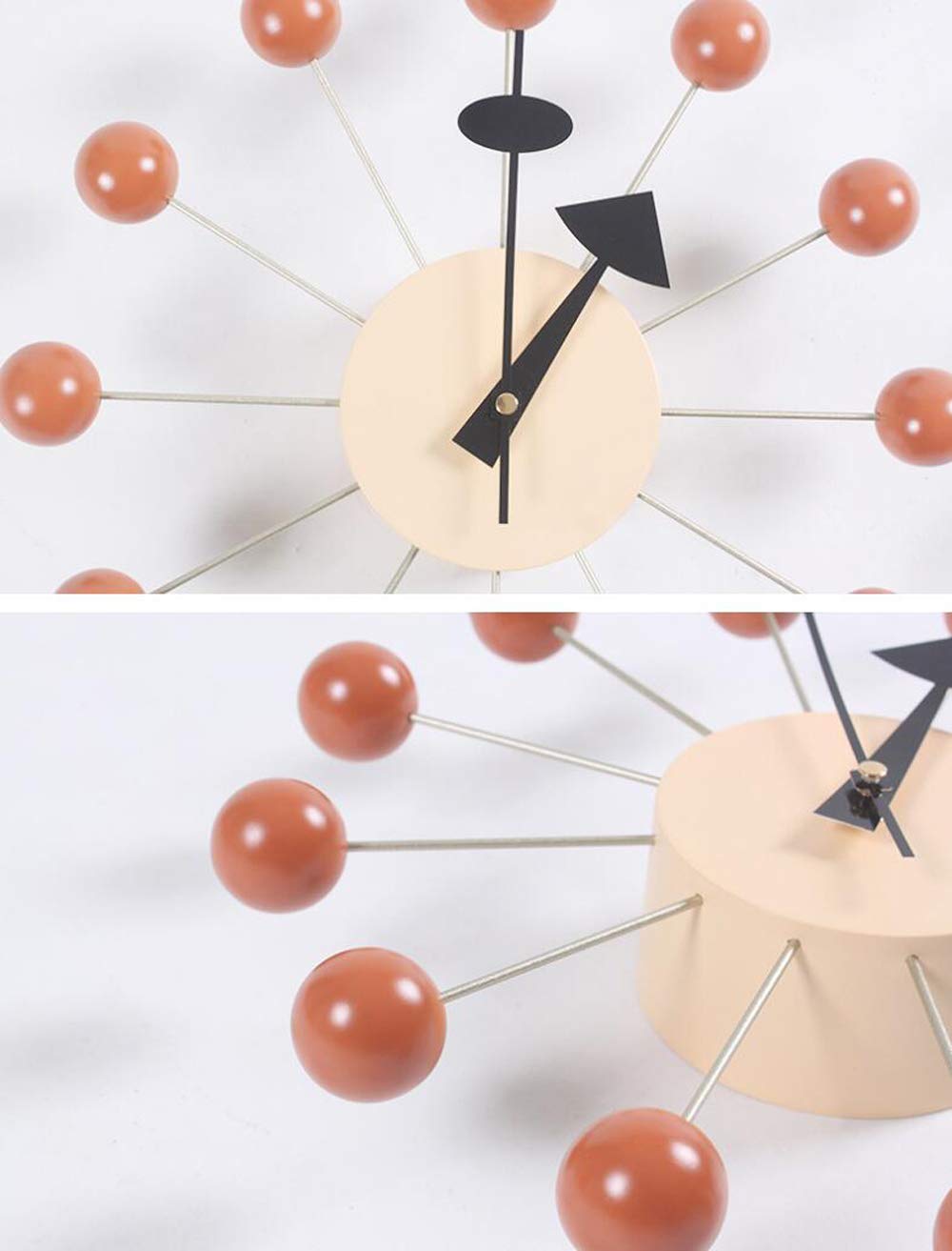 Inspired Nelson Style Modern Mid Century Retro Design Wood Wall Ball Clock Orange