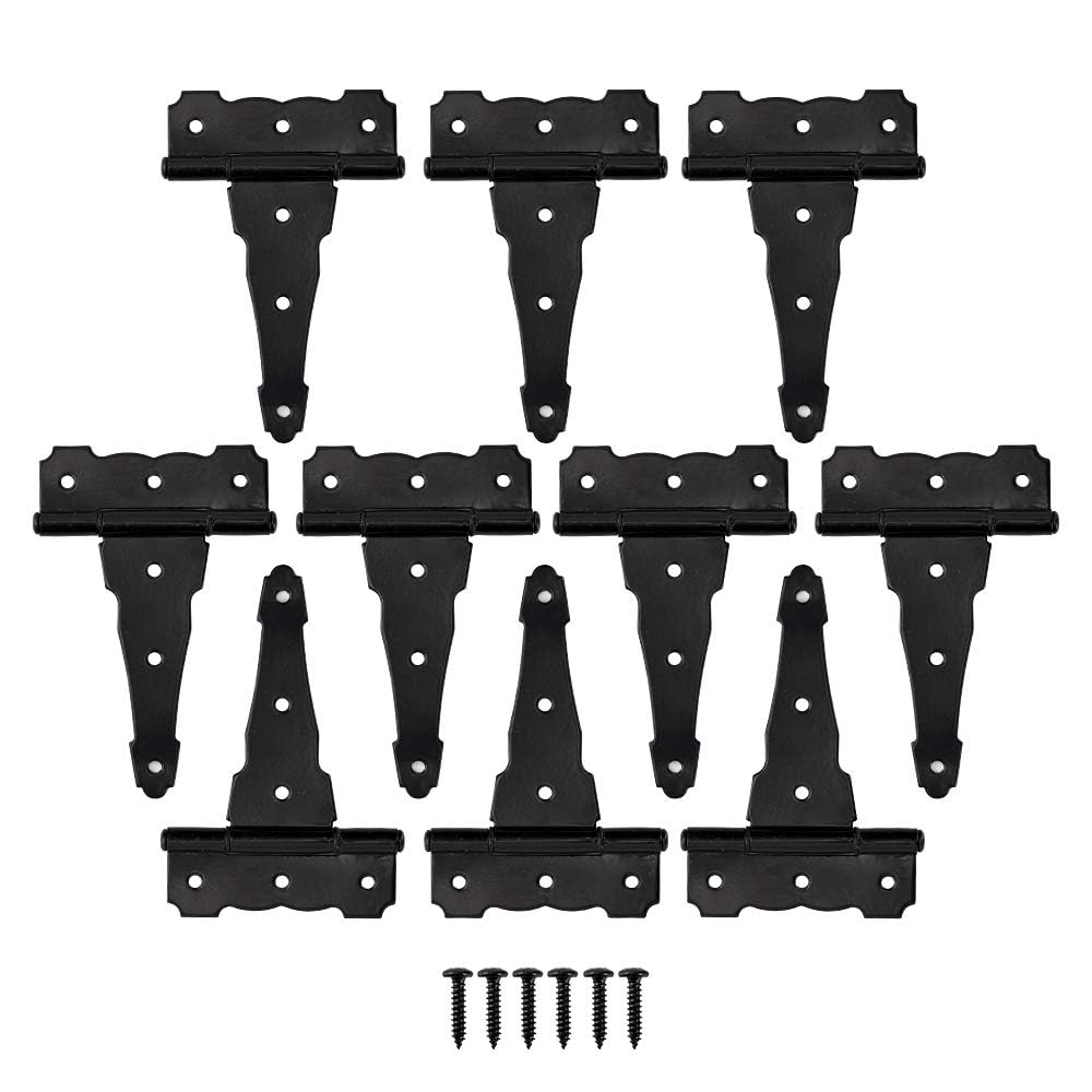 4" Heavy Duty Gate Hinges, T Strap Hinges, 10 Pack