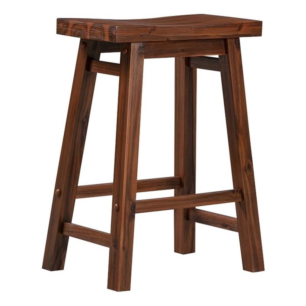 Inspired Bertoia Style Sonoma Backless Saddle Kitchen Counter Stool - Chestnut Wire-Brush - Set of 2