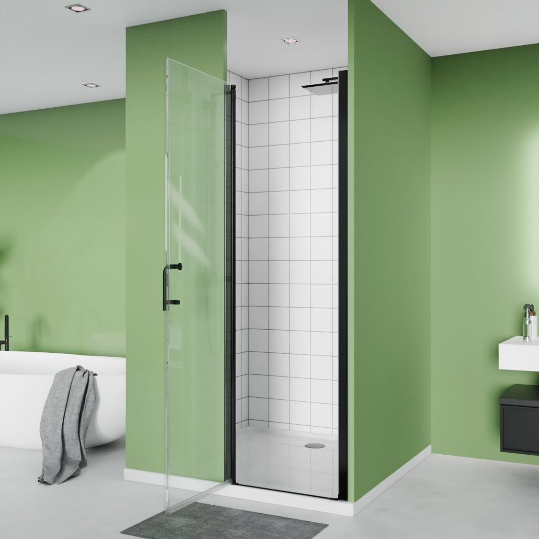 24-26" W x 72" H Frameless Pivot Shower Door with Single 180° Swing Glass Door