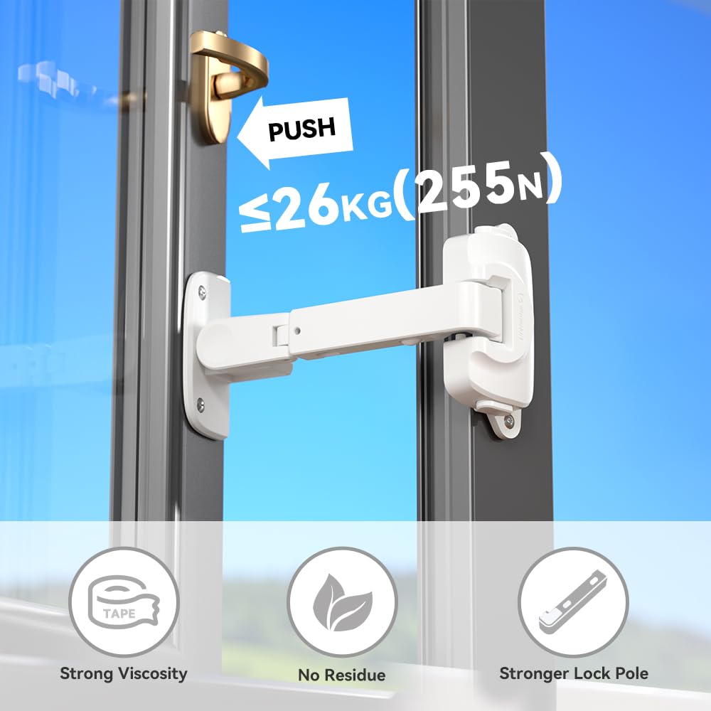 2 Pack Updated Baby Window Safety Lock, Childproof Window Restrictor for UPVC, Adjustable Winodw Guard for Wooden