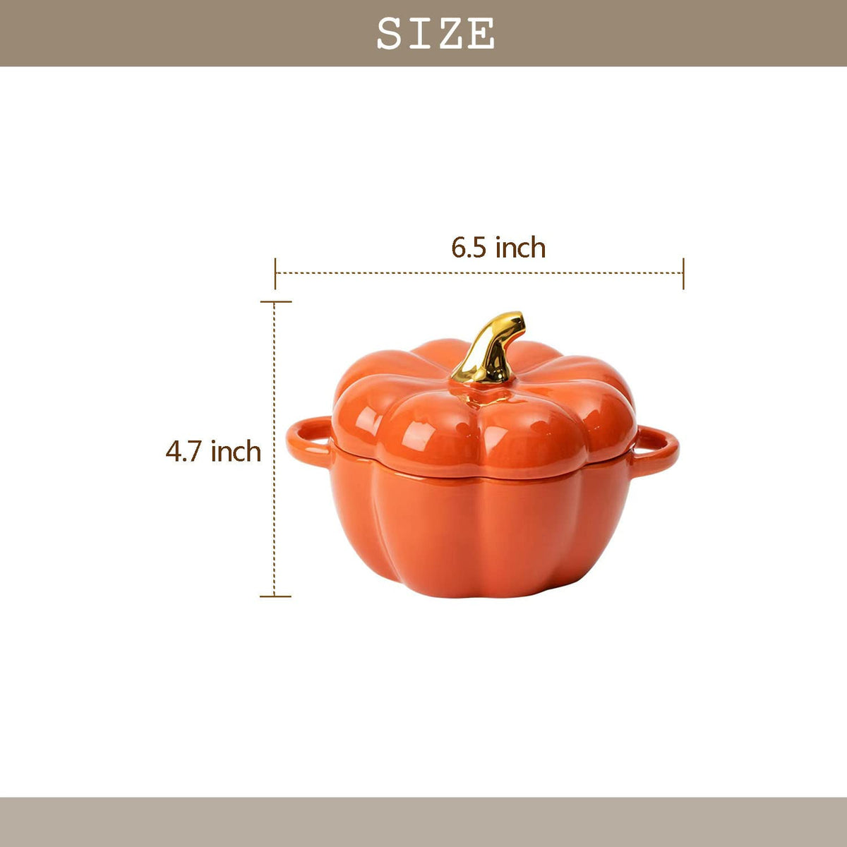 Pumpkin Bowl Set with Lid and Handle, Set of 4 Ceramic Ramekins for Baking, Casserole Dish Individual Severing Pot