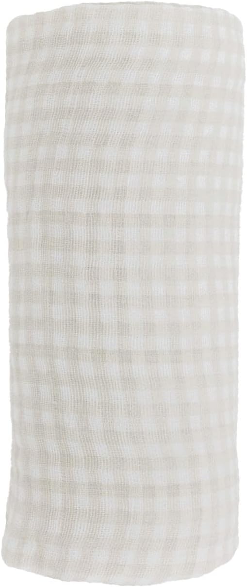 Unicorn Premium Cotton Swaddle Baby Blanket | Breathable Fabric | for swaddling, Play, Nursing & More (Tan Gingham)
