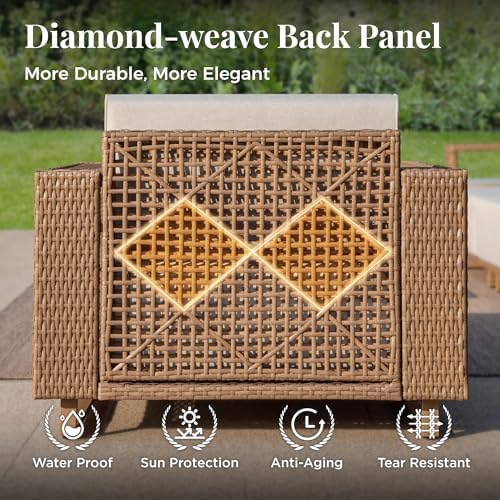 6-Piece Rattan Outdoor Patio Furniture Set with Thick Cushions for Backyard, Garden & Porch
