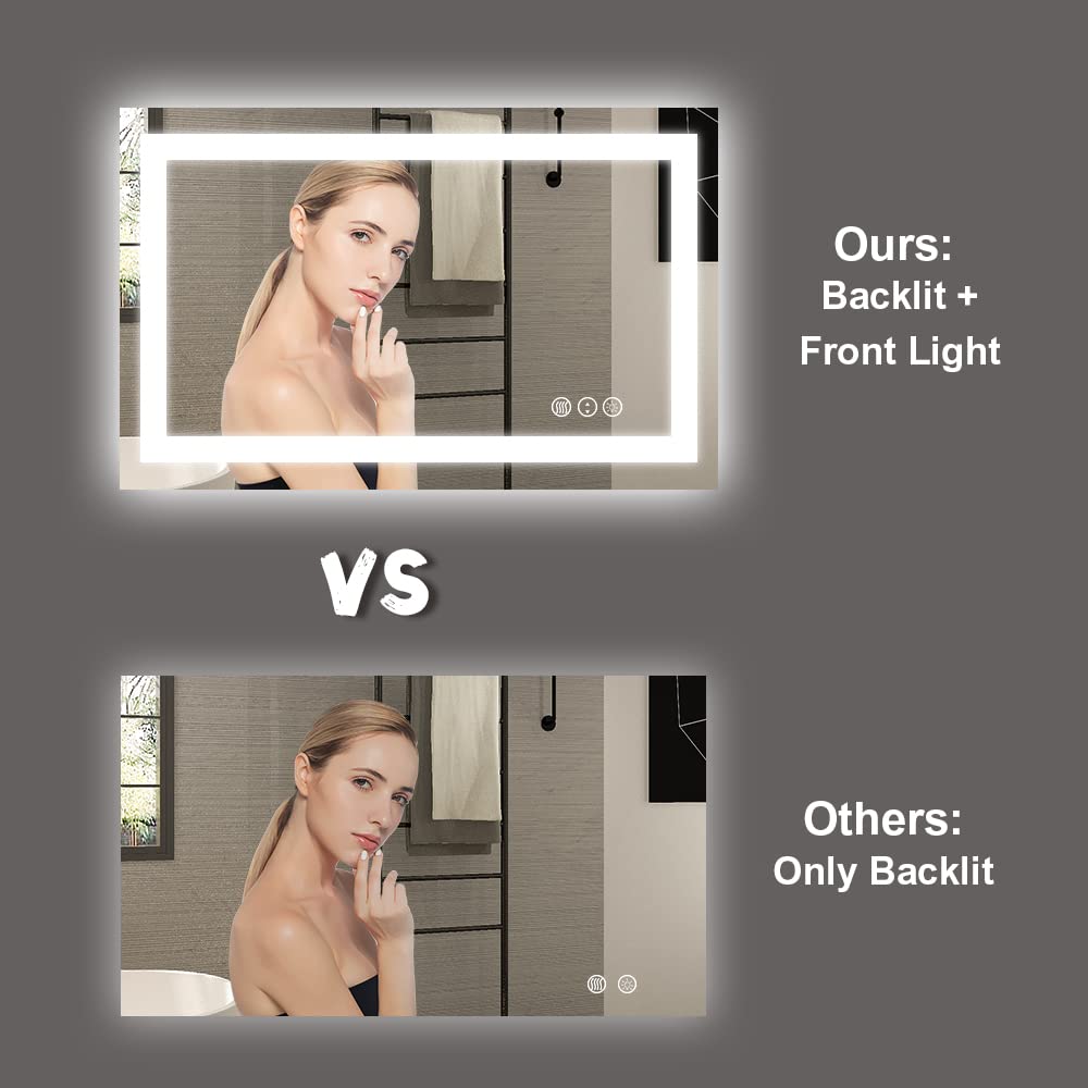 LED Bathroom Mirror 48"X32" with Front Light and Backlit