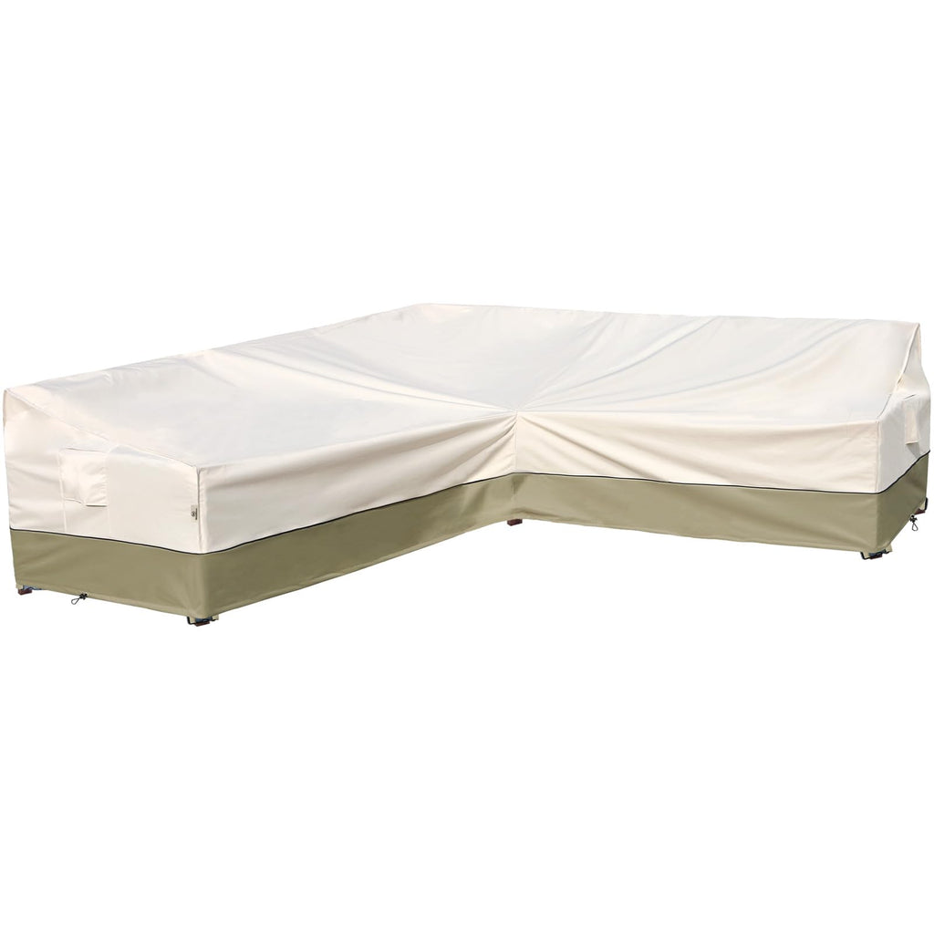 Outdoor Sectional Cover-L-Shaped Patio Furniture Covers Waterproof Rip-Stop Anti-UV 600D Heavy Duty Outdoor Couch