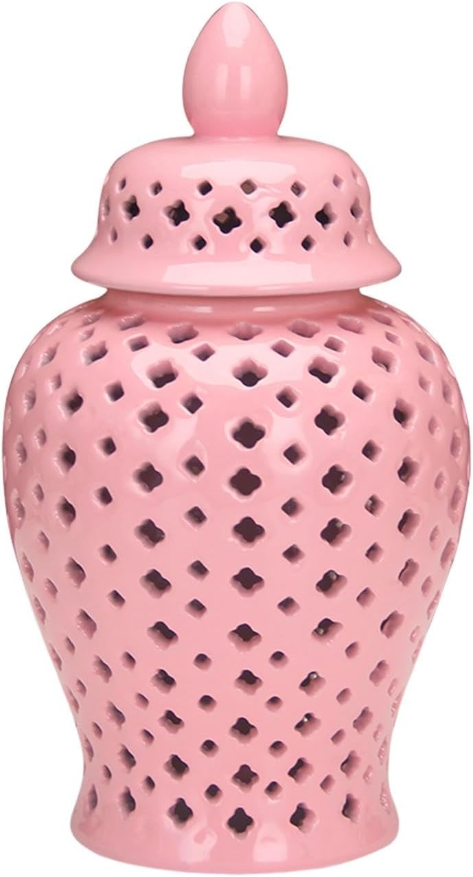 Ceramic Ginger Jar Ceramic Vase Decoration Storage Jar Vase Decorative Vase, 10cmx10cmx22cm