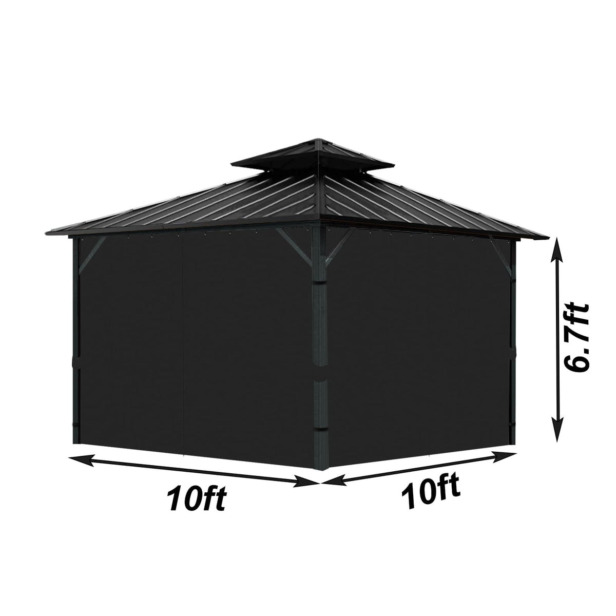 Gazebo Universal Replacement Privacy Curtain, 10'X10' Gazebo Curtains Outdoor Waterproof, 4-Panels Sidewall with