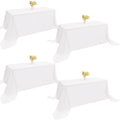 4 Pack Rectangle Tablecloth 90x132Inch White Washable Polyester Table Cover for Wedding Dining Table Buffet Parties