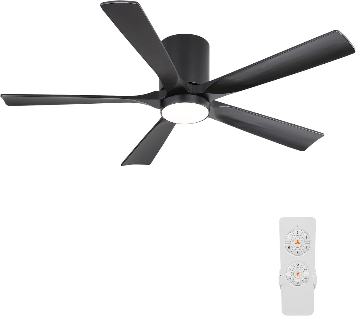 52" Flush Mount Ceiling Fan with Light & Remote