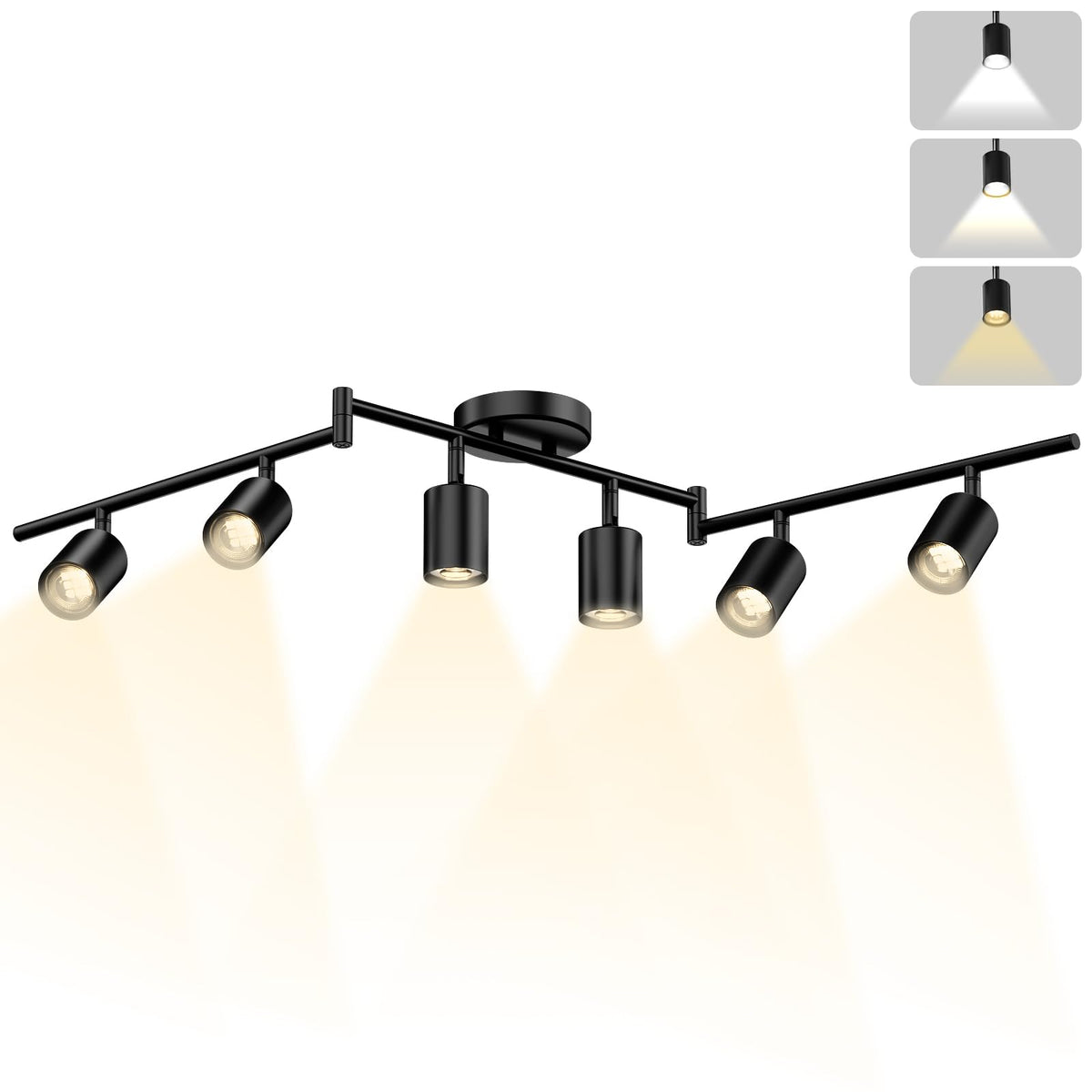 6 Light Track Lighting Kit, 48" 6 Way Ceiling Spotlights Fixture