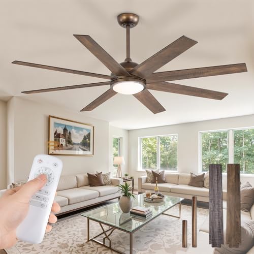 72" Ceiling Fan with LED Light and Remote - Silver Gray