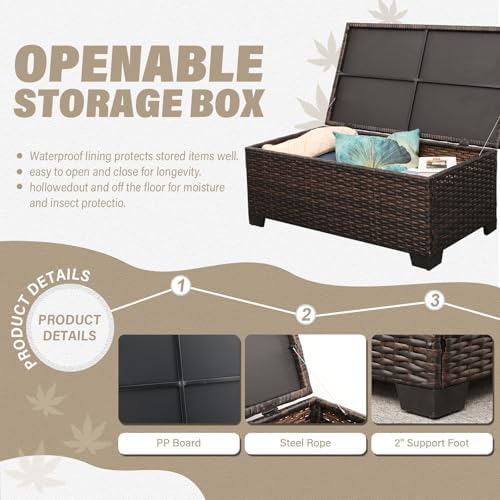 4-Piece Wicker Outdoor Patio Furniture Set | Khaki for Patio, Garden & Porch