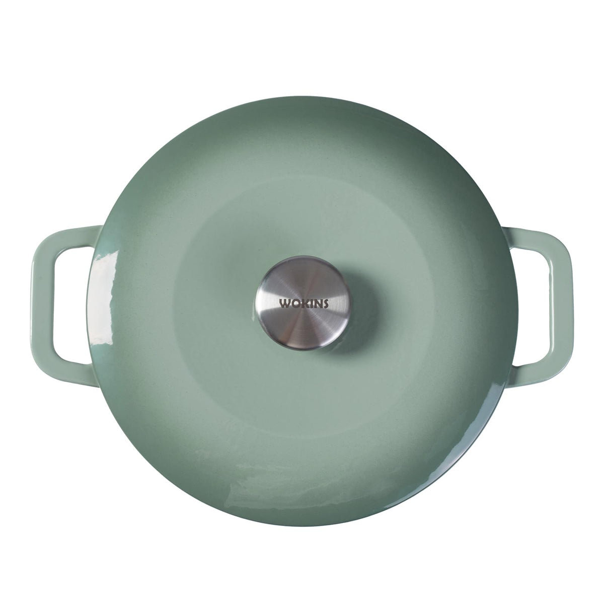 7QT Enameled Cast Iron Dutch Oven,Concave Self-Basting Lid,Green