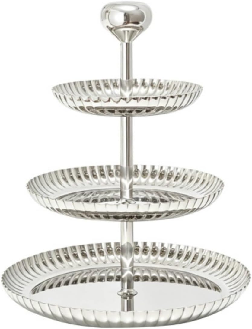 3 Tier Serving Tray Silver Tiered Serving Stand with Handle Mirrored Tiered Tray with Handle for Party Hosts, Pastry