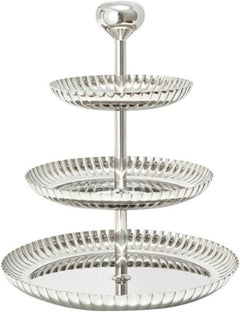 3 Tier Serving Tray Fluted Tiered Serving Stand with Handle Decorative Tiered Tray with Handle Entertaining
